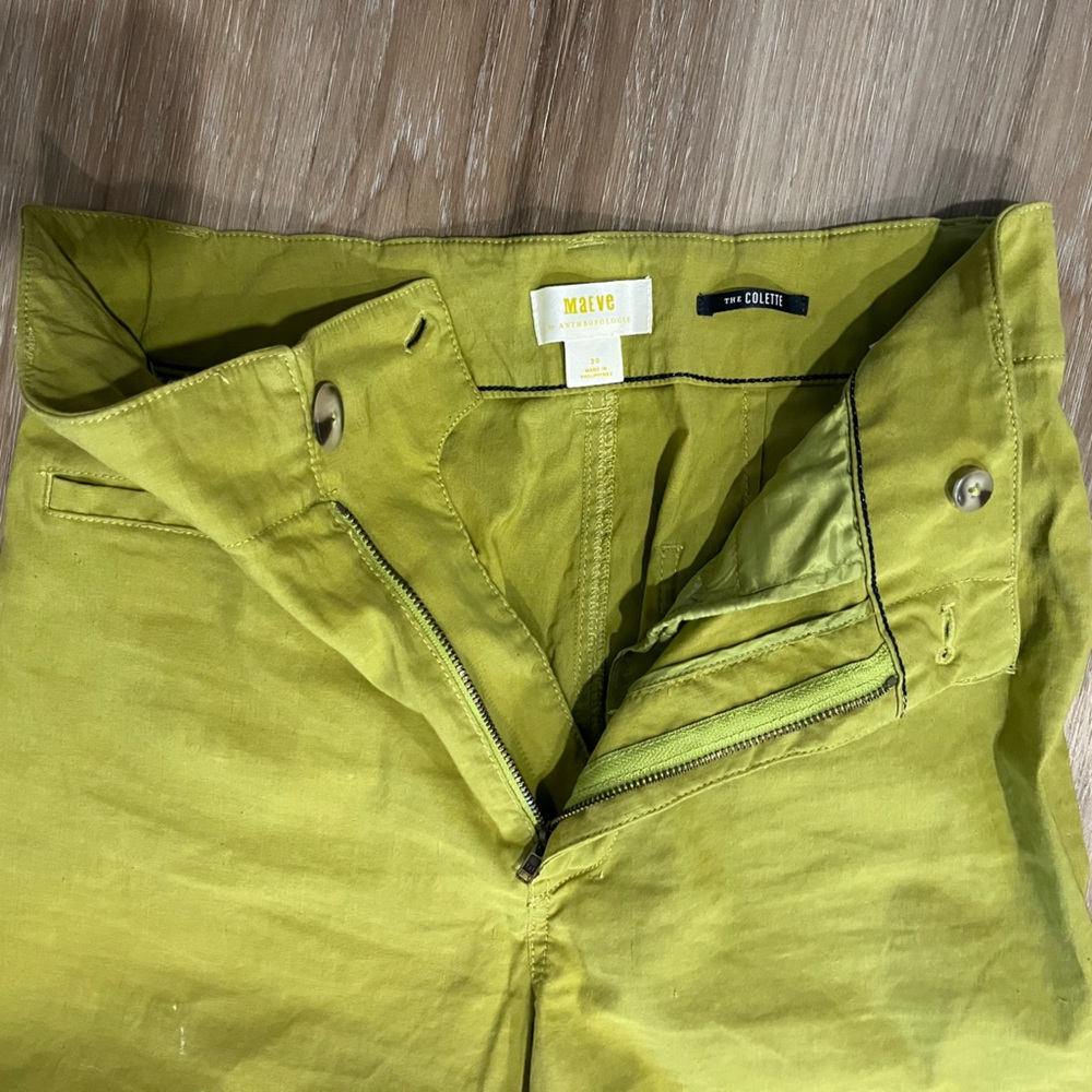 Anthropologie Maeve The Colette Wide Leg Full Length Pants Size 30 Lime Green - Picture 6 of 8